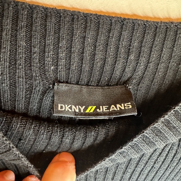 DNKY Jeans black and white striped top - Picture 3 of 3